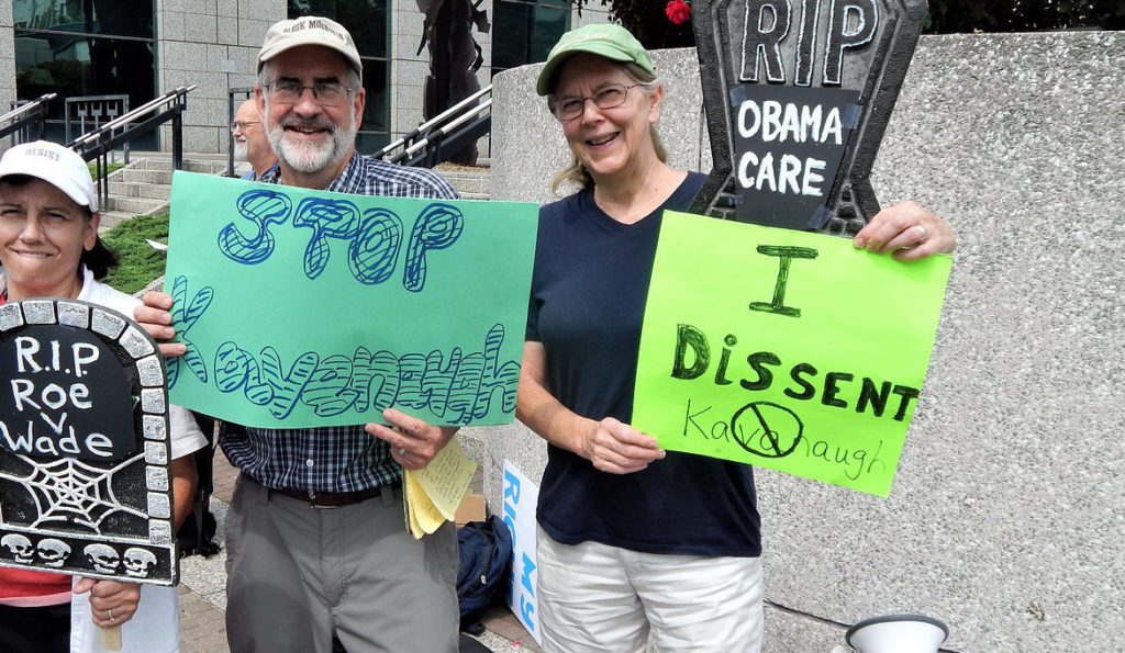 activists with signs