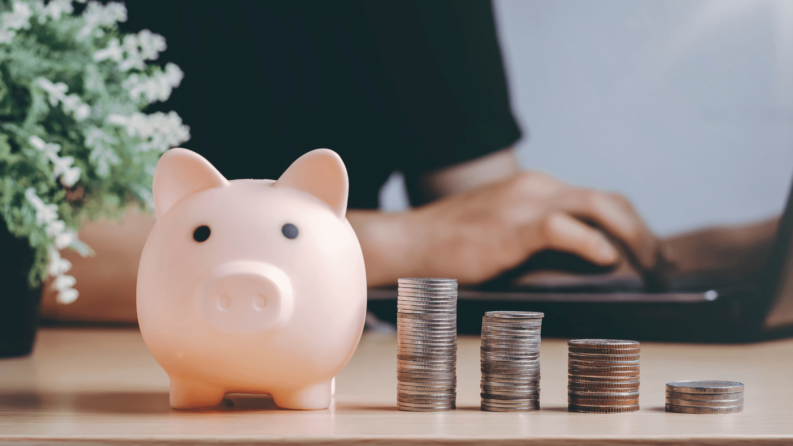 Employer Match piggy bank in office